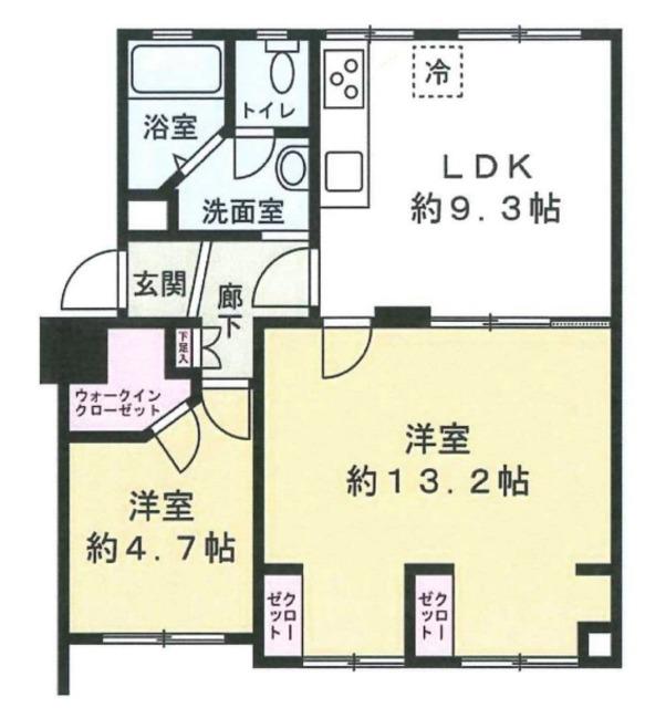 長津田団地(2LDK/1階)の間取り写真