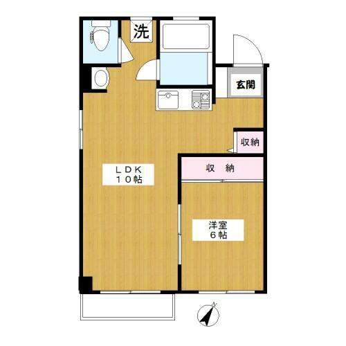 駒込富士ハイツ(1LDK/3階)の間取り写真