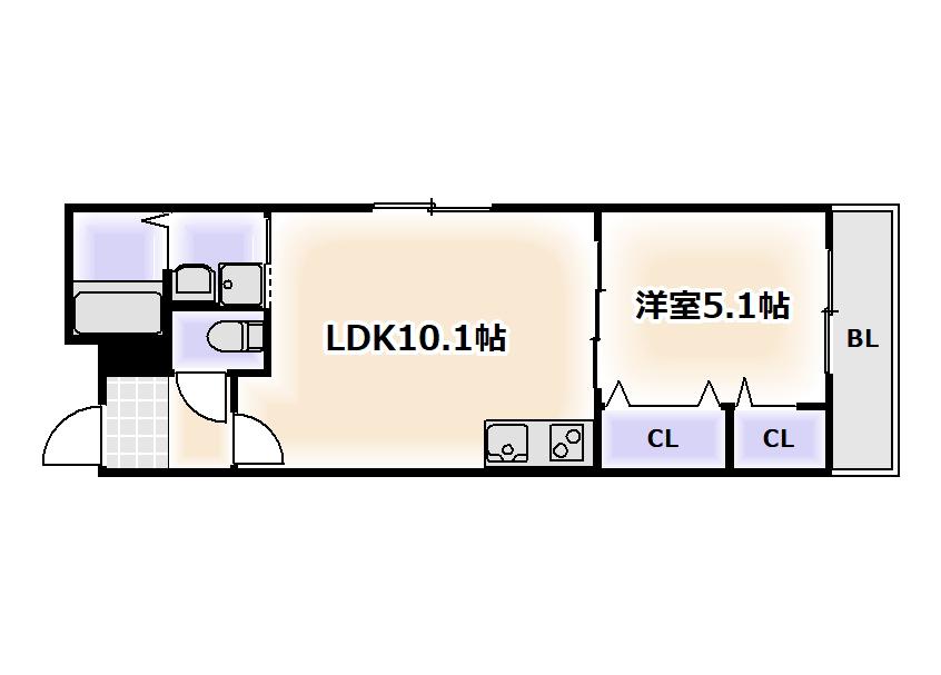 CHARME PARKSIDE(1LDK/3階)の間取り写真