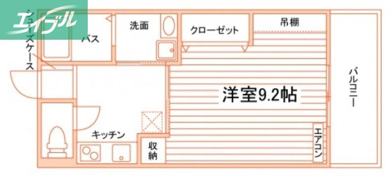 アーバンテラス奉還町(1K/2階)の間取り写真
