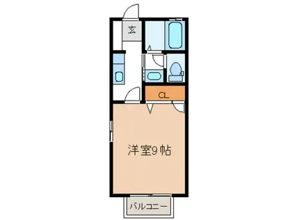 パークサイド東城南B棟(1K/2階)の間取り写真