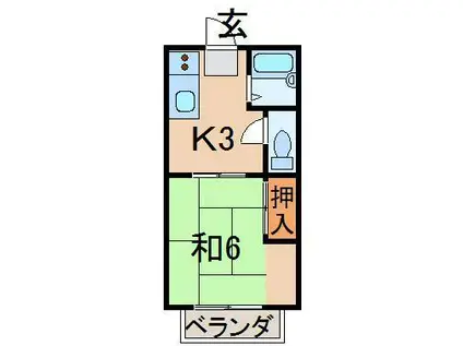 ハイツRICH(1K/1階)の間取り写真