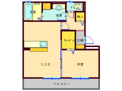 ベルメゾンII(1LDK/2階)の間取り写真