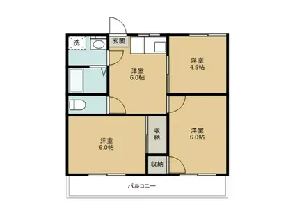 グリーンヒル高橋(3DK/1階)の間取り写真