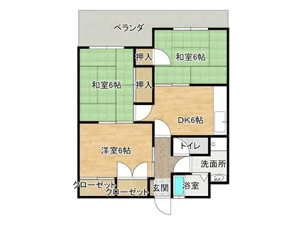 アニヴァーサリーITO(2LDK/2階)の間取り写真