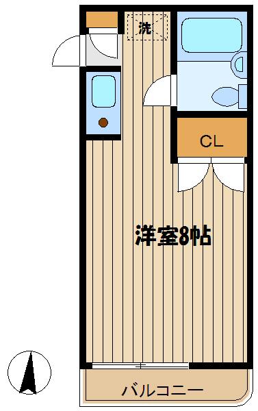 パークハイム草加(ワンルーム/2階)の間取り写真
