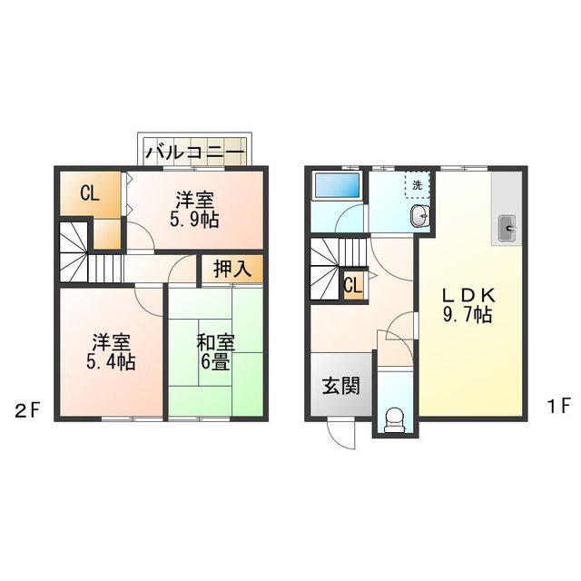 フジパレス忠岡B棟(3LDK/1階)の間取り写真
