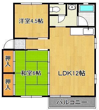 シティハイムエクセランス(2LDK/2階)の間取り写真