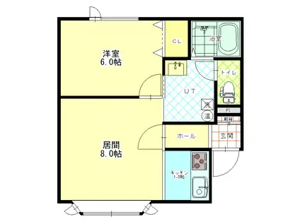 エスティぱる(1LDK/2階)の間取り写真