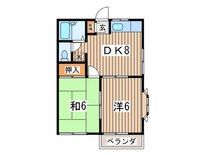 サンハイツ(2DK/2階)の間取り写真