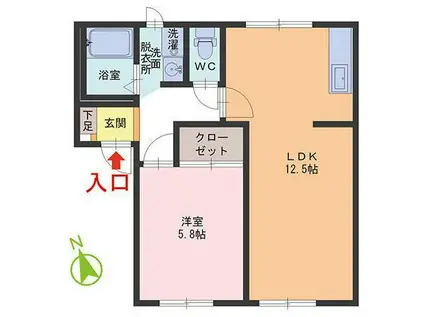 コーポしまうら(1LDK/1階)の間取り写真