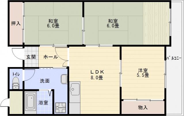 マンション国分ウエスト(3LDK/4階)の間取り写真