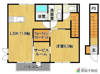 レスポワール・サラ II棟(1SLDK/2階)の間取り写真