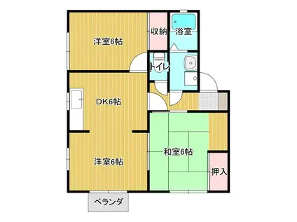 ラフィネ可愛(3DK/2階)の間取り写真