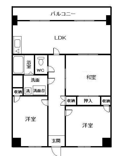 ヒルサイドコートII(3LDK/4階)の間取り写真
