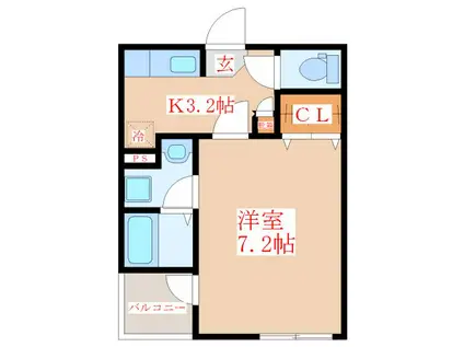 GLANZ03(1K/2階)の間取り写真