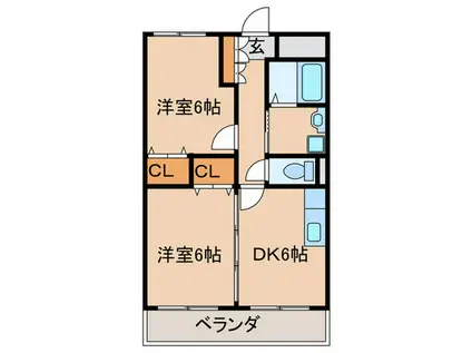 エスポワールみち(2DK/2階)の間取り写真