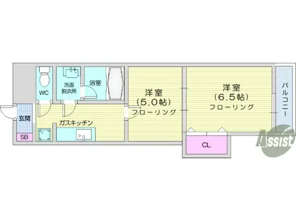 ブライトンコート仙台(2K/4階)の間取り写真