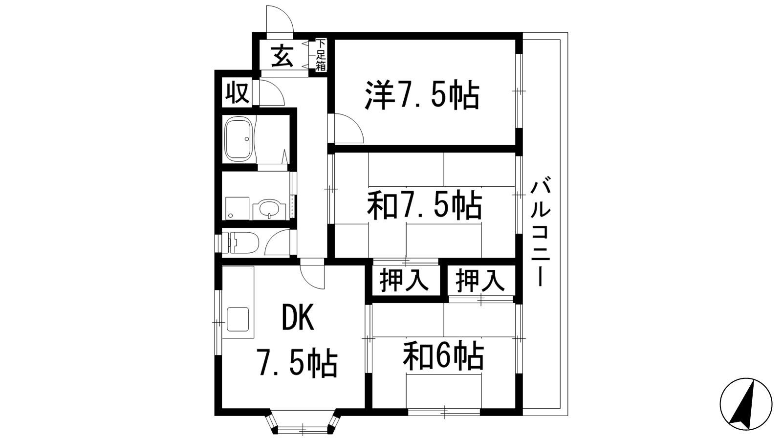 五月ハイツ(3DK/2階)の間取り写真