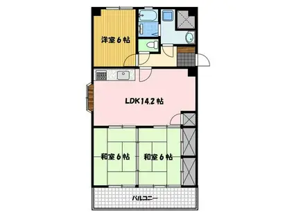 サンロード富士(3LDK/5階)の間取り写真