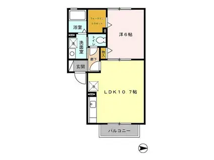 ルミエール上代B棟(1LDK/1階)の間取り写真