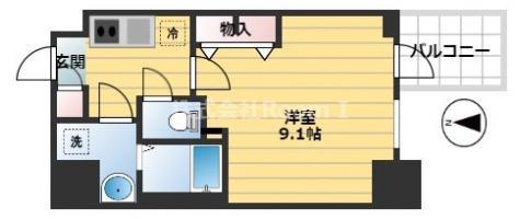 メインステージ心斎橋イースト(1K/13階)の間取り写真