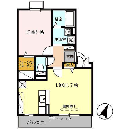 グランドキャッスルFUKUCHI A(1LDK/2階)の間取り写真