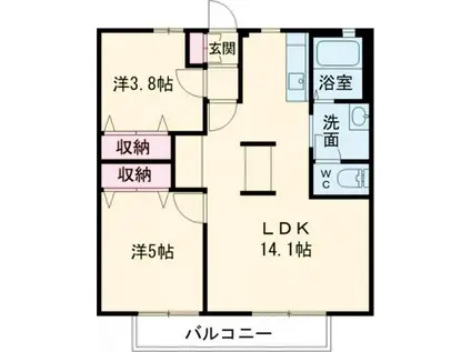 セフィラテラモトB棟(2LDK/2階)の間取り写真