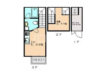 ガレット博多南(1DK/1階)の間取り写真
