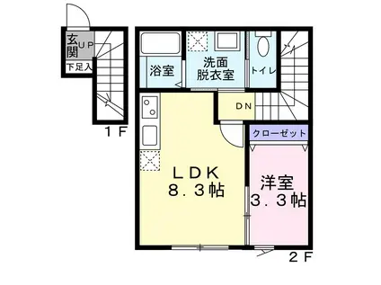 ラフィーノ西塩竃(1LDK/2階)の間取り写真