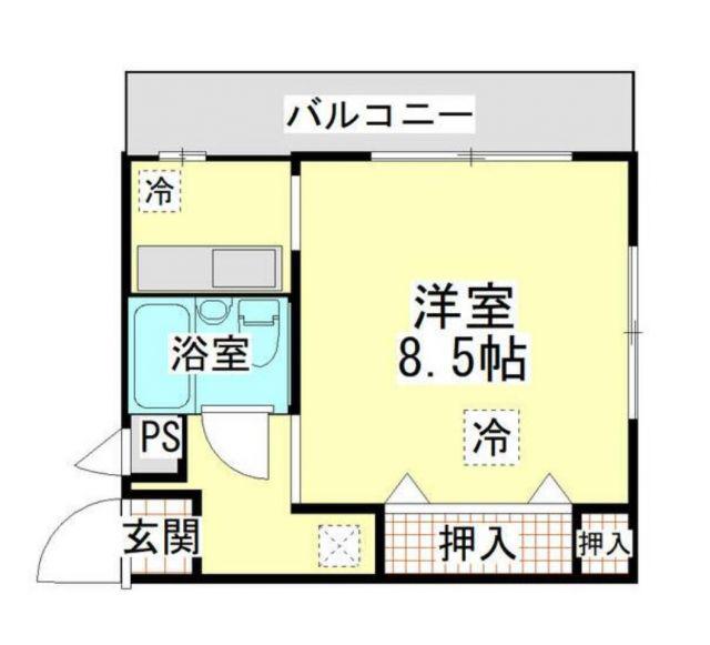 ミレニアム坂戸(1K/2階)の間取り写真