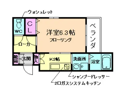 レオン・ソレイユ(1K/1階)の間取り写真