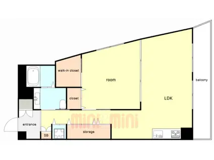 ジュリオ朝霧(1LDK/3階)の間取り写真