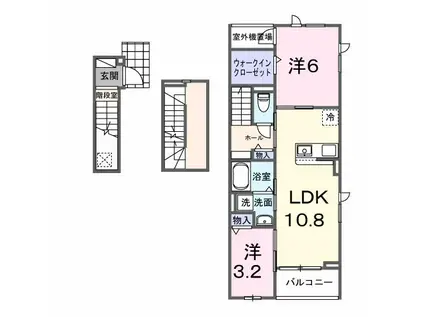 カーサ ラ ルーチェ I(2LDK/3階)の間取り写真