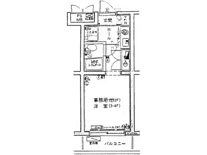 ホーユウコンフォルト相模原(ワンルーム/4階)の間取り写真