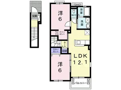 グランドスウェルB(2LDK/2階)の間取り写真