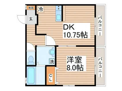 コーポユキ(1LDK/2階)の間取り写真