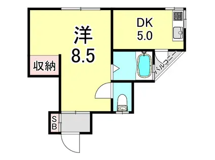 妙法寺池ノ内2戸アパート(1DK/1階)の間取り写真