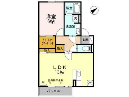 イーストヒルズ高松F(1LDK/2階)の間取り写真