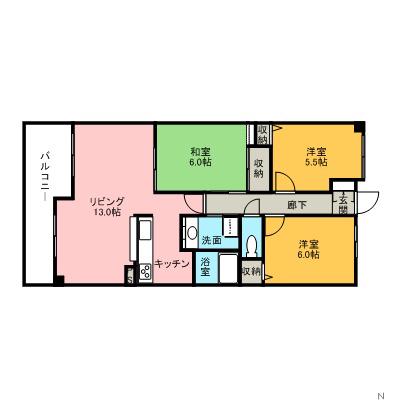 ダイアパレス緑が丘(3LDK/1階)の間取り写真