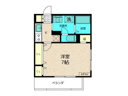 BELIEF(1K/2階)の間取り写真