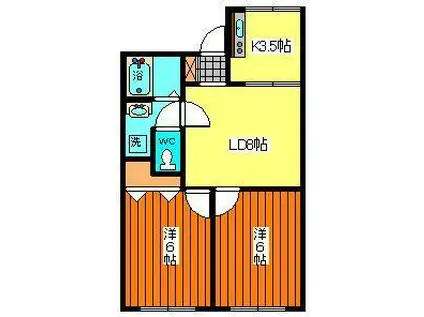 ウエストコーポラスI(3K/1階)の間取り写真