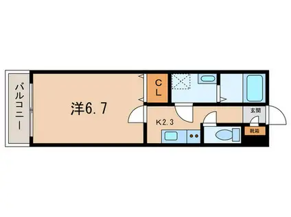 ソルディア垂水(1K/3階)の間取り写真