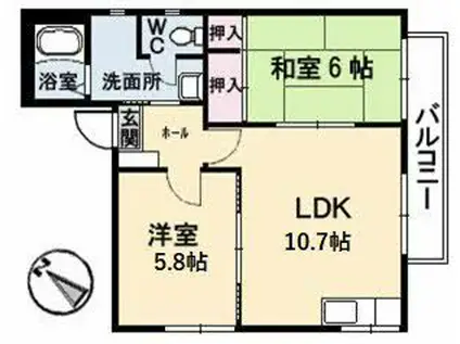 フレグランス草津東(2LDK/2階)の間取り写真