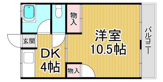 武庫之荘マンション(1DK/3階)の間取り写真