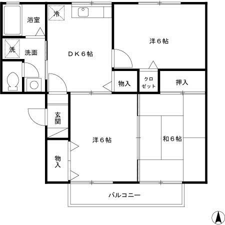 ロイヤルガーデン吉倉 D(3DK/1階)の間取り写真