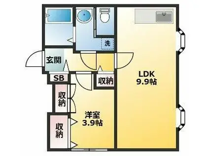 コムデ・ビュー(1LDK/2階)の間取り写真