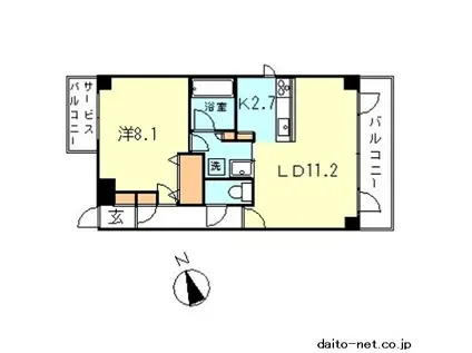 ハーベストヒルズ溝の口1(1LDK/5階)の間取り写真