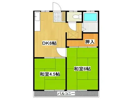 サンハイツ(2DK/2階)の間取り写真