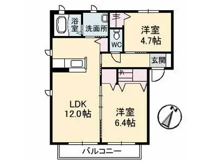 シャーメゾン箕島(2LDK/1階)の間取り写真
